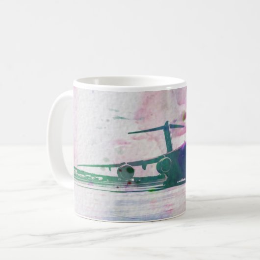 C-17A Globemaster III Wasserfarben-Tasse Kaffeetasse (Vorderseite Links)