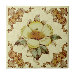 c.1890 Viktorianische Floral Reproduction Transfer Fliese