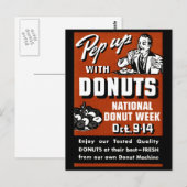 C. 1935 Pep Up with Donuts Poster Postkarte (Vorne/Hinten)