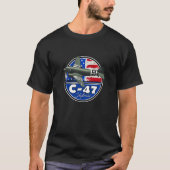 C 47 SkyTrain DC 3 Dakota auf US-Flagge T-Shirt (Vorderseite)