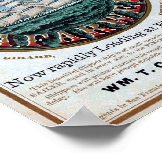 C.A.FARWELL Clipper Ship Historisches Repro-Poster Poster (Ecke)