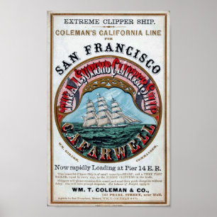 C.A.FARWELL Clipper Ship Historisches Repro-Poster Poster