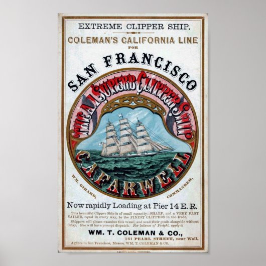 C.A.FARWELL Clipper Ship Historisches Repro-Poster Poster (Vorne)