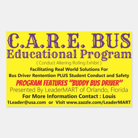 C.A.R.E. BUS Educational Program Rectangle Sticker (Vorderseite)