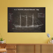 C.A. THAYER 3-Mastered Schooner Blueprint 1895 Leinwanddruck (Insitu (Wohnzimmer))