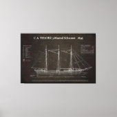 C.A. THAYER 3-Mastered Schooner Blueprint 1895 Leinwanddruck (Vorderseite)