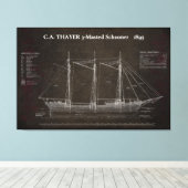 C.A. THAYER 3-Mastered Schooner Blueprint 1895 Leinwanddruck (Insitu (Holzboden))