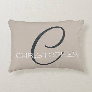 C Anfängliches Stylisches Taupe-Tan-Monogramm Dekokissen