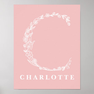 C Botanisches Monogramm Kinderzimmer-Poster Poster