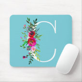 C Buchstabe Anfangsmonogramm Floral Benutzerdefini Mousepad (Mit Mouse)