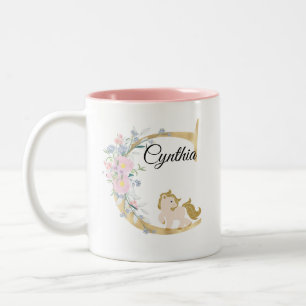 C Buchstabe personalisierter Name Monogramm mit Po Zweifarbige Tasse