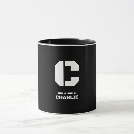 C (Charlie) NATO Phonetischer Alphabet & Morse Cod Tasse (Zentrum)