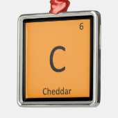 C - Cheddar-Käse-Chemie-Periodensystem-Symbol Silbernes Ornament (Links)
