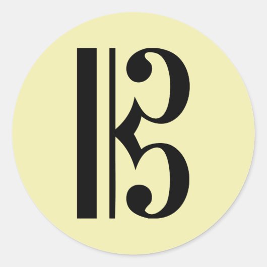 C-Clef Music Symbol Runder Aufkleber (Vorderseite)