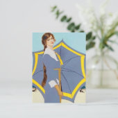 C Coles Phillips "Beach Umbrella" Fadeaway Girl Postkarte (Stehend Vorderseite)