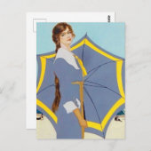 C Coles Phillips "Beach Umbrella" Fadeaway Girl Postkarte (Vorne/Hinten)
