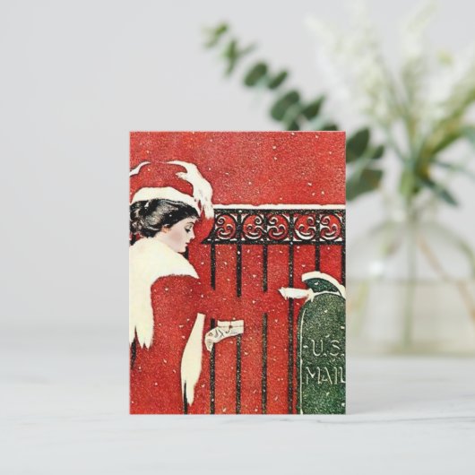C Coles Phillips "Christmas Card Mail" Postkarte (Stehend Vorderseite)