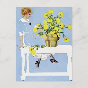 C Coles Phillips ‘Fadeaway Girl’ “Gelber Blumenstr Postkarte