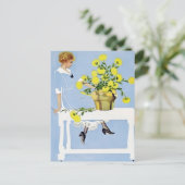 C Coles Phillips "Fadeaway Girl" "Yellow Bouquet" Postkarte (Stehend Vorderseite)