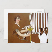 C Coles Phillips "Lady and Collie" Fadeaway Girl Postkarte (Vorne/Hinten)