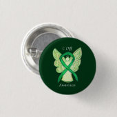 C Diff Awareness Green Ribbon Angel Custom Button (Vorne & Hinten)