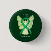 C Diff Awareness Green Ribbon Angel Custom Button (Vorderseite)