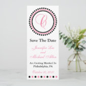C Dot Circle Monogramm Save the Date (rosa / schwa (Stehend Vorderseite)