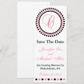 C Dot Circle Monogramm Save the Date (rosa / schwa (Vorne/Hinten)