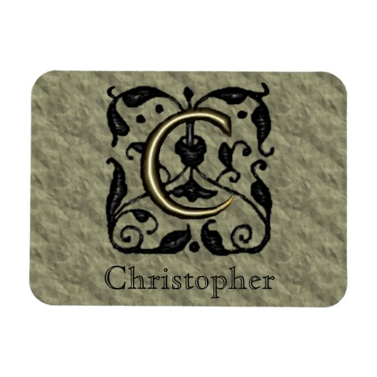 C - Embossed Vintag Monogram (Gold) Magnet (Horizontal)