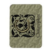C - Embossed Vintag Monogram (Gold) Magnet (Vertikal)