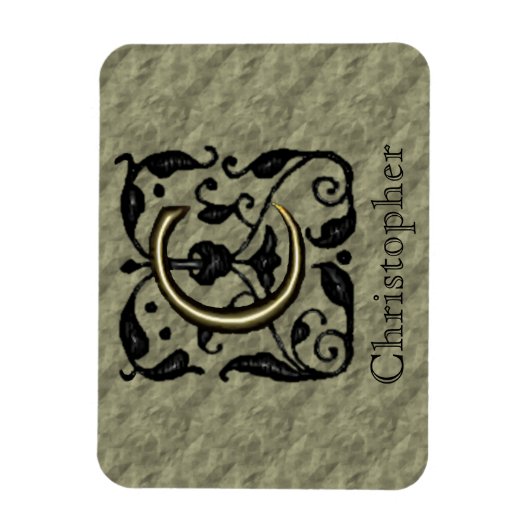 C - Embossed Vintag Monogram (Gold) Magnet (Vertikal)