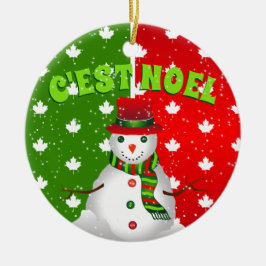 C. EST WEIHNACHTEN Canadian Maple Leaf Snowman Wei Keramik Ornament