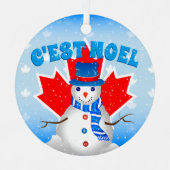 C. EST WEIHNACHTEN Canadian Maple Leaf Snowman Wei Ornament Aus Metall (Vorderseite)