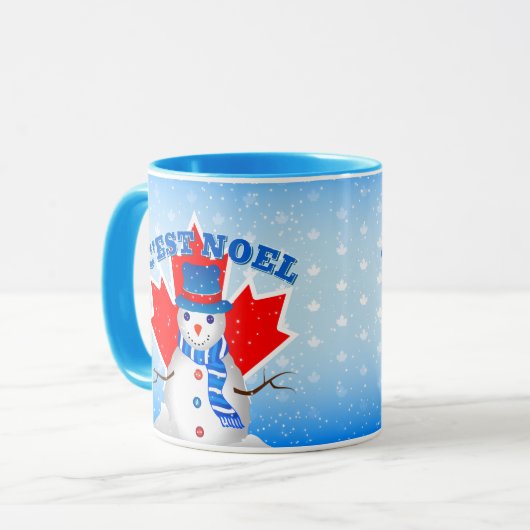 C. EST WEIHNACHTEN Canadian Maple Leaf Snowman Wei Tasse (Vorderseite Links)