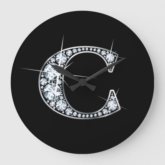C Faux-"Diamond" Monogram Große Wanduhr (Vorderseite)