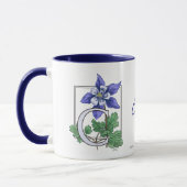 C für Columbine-Blumen-Monogramm-und Namen-Tasse Tasse (Links)