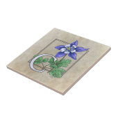 C für Monogramm der kolumbinischen Blume Fliese (Seite)