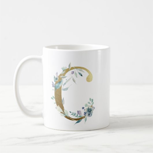 C Gold Erstmalig mit blauem Blattwerk Kaffeetasse (Links)