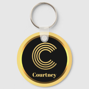 C Gold Mit Monogramm Letter Personalisiert Schlüsselanhänger