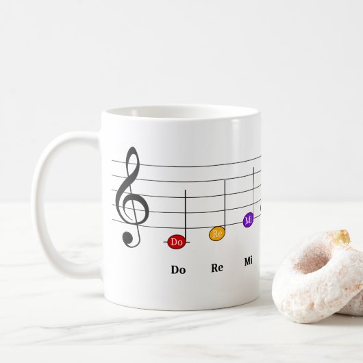 C Große Skala in Treble Clef Kids Musikkompetenz Kaffeetasse (Mit Donut)