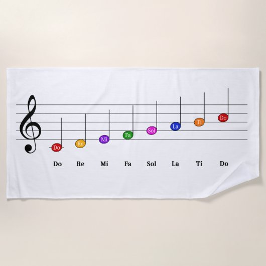 C Große Skala in Treble Clef Kids Musikkompetenz Strandtuch (Vorderseite)