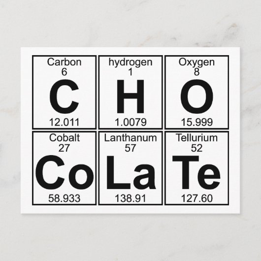C-H-O-Co-La-Te (Schokolade) - Vollständig Postkarte (Vorderseite)