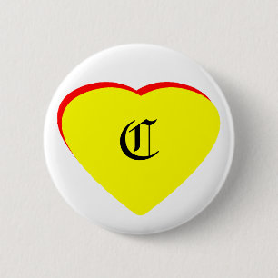 "C" Herz-Gelb-Hochzeit Einladung des MUSEUMS Button