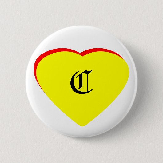"C" Herz-Gelb-Hochzeit Einladung des MUSEUMS Button (Vorderseite)