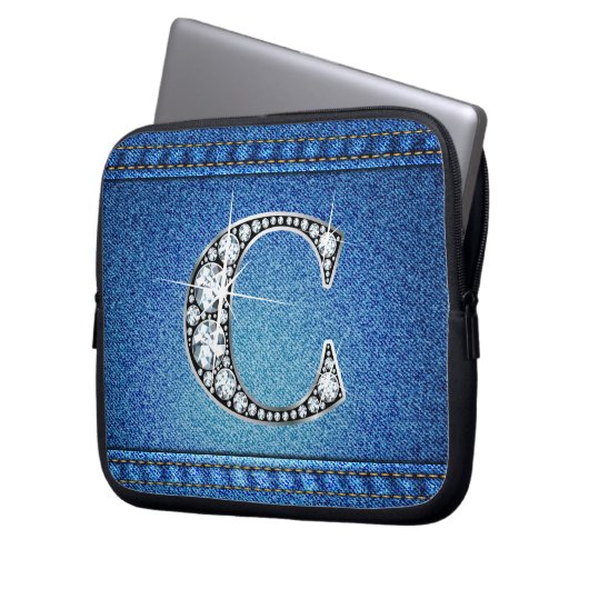 C Imitate "Diamond" Denim Stitching Electronics Ba Laptopschutzhülle (Vorderseite Links)