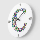 C Initial Gem Design Große Wanduhr (Winkel)