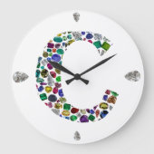 C Initial Gem Design Große Wanduhr (Vorderseite)