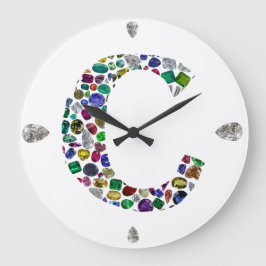 C Initial Gem Design Große Wanduhr