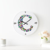 C Initial Gem Design Große Wanduhr (Zuhause)