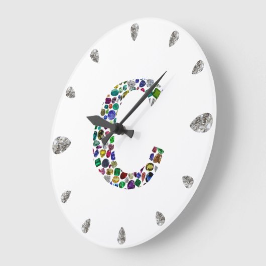 C Initial Gem Design Große Wanduhr (Winkel)